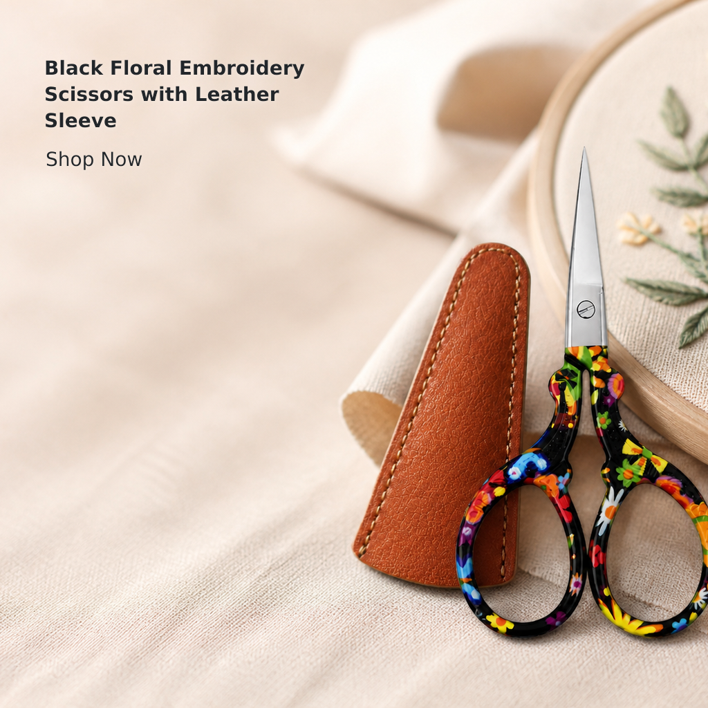3.6-Inch Embroidery Scissors with Leather Sheath